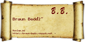 Braun Bedő névjegykártya